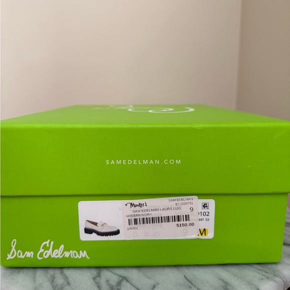 Sam Edelman Ivory Laurs Lug Sole Loafer Women’s Size 9 NIB Leather Gold Bit - Picture 10 of 10